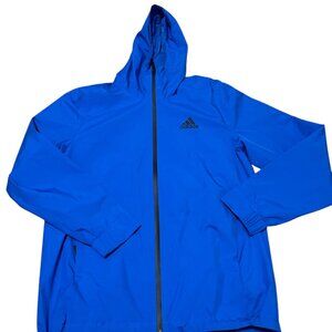 Adidas Basic 3 Stripes Rain Ready Jacket Blue Full Zip Men's Sz MEd